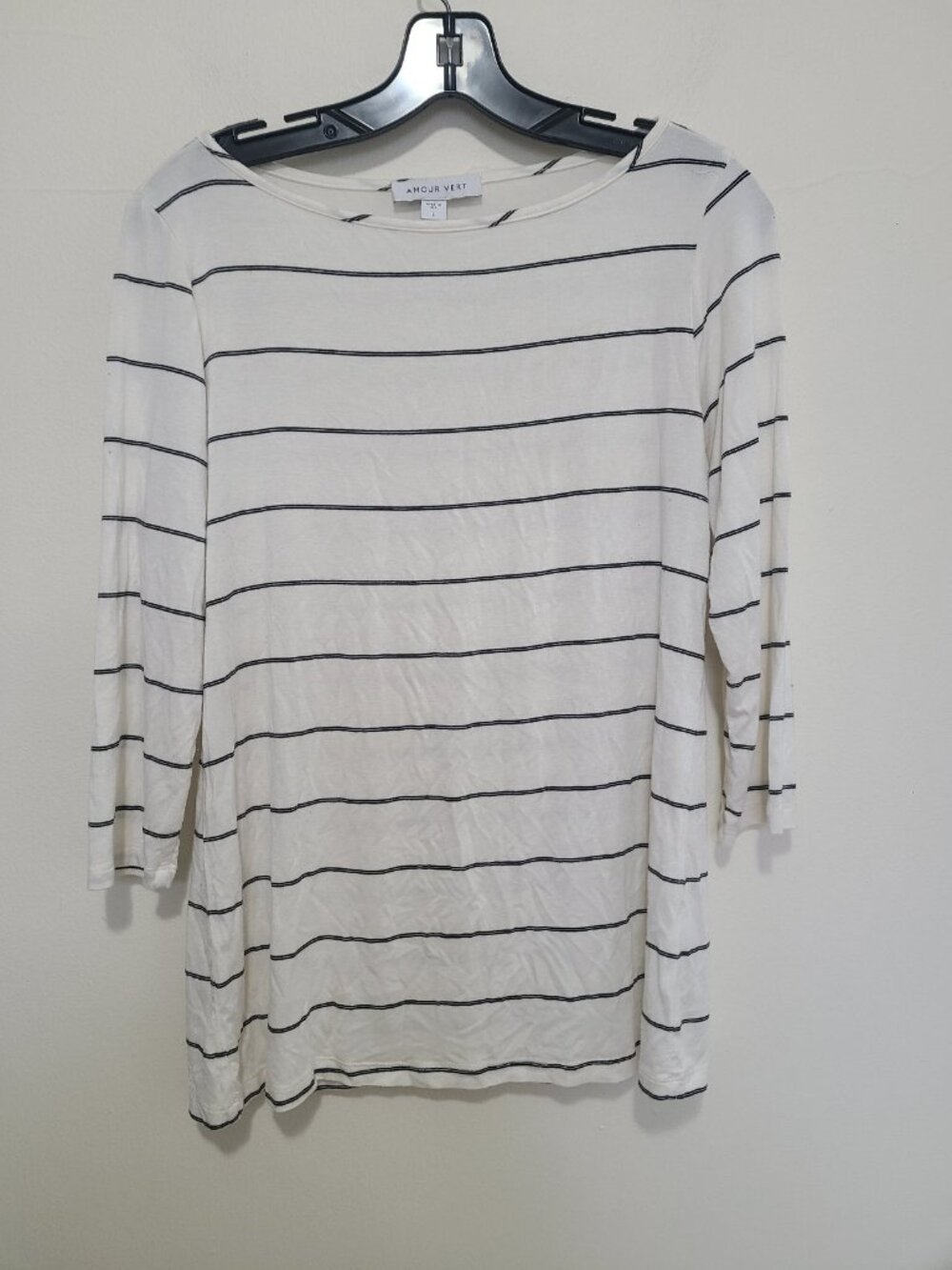 Amour Vert Striped Top Women Medium Black Off White size L Lightweight